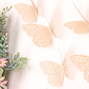 Glamorous Metallic Blush Butterfly Cake Decorations