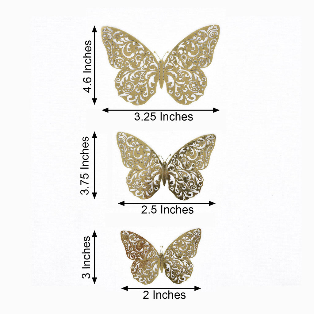 3D Gold Butterfly Decals & Cake Decorations