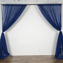 Navy Blue Fire Retardant Sheer Organza Drape Curtain Panel Backdrops With Rod Pockets - 10ftx10ft