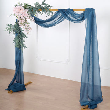Elegant Navy Blue Sheer Organza Wedding Arch Drapery Fabric