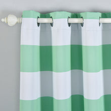 52 Inch x 84 Inch White & Mint Cabana Stripe Thermal Blackout Window Panels With Chrome Grommet