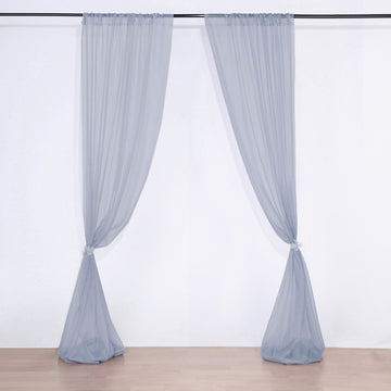 Dusty Blue Inherently Flame Resistant Chiffon Curtain Backdrops