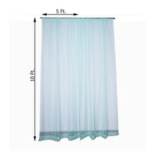 Sheer light blue drape curtain with a measurement of 10 ft