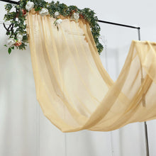 Champagne Chiffon Fabric Curtain with Flowers Hanging - Ceiling Drapes, Sheer Backdrops, Sheer Curtains