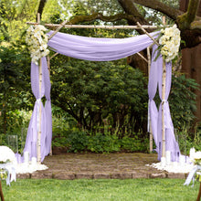 Ceiling Drapes Decorated with Chiffon Fabric in Lavender Lilac Color and White Flowers