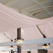 Premium Blush Chiffon Ceiling Drapery, Long Curtain Backdrop Panel With Rod Pocket 5ftx32ft
