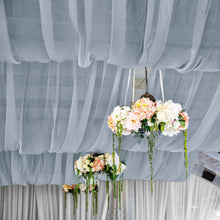 Premium Dusty Blue Chiffon Ceiling Drapery, Long Curtain Backdrop Panel With Rod Pocket 5ftx32ft
