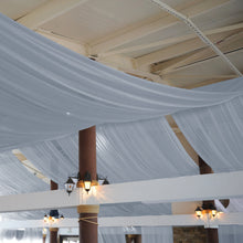 Premium Dusty Blue Chiffon Ceiling Drapery, Long Curtain Backdrop Panel With Rod Pocket 5ftx32ft
