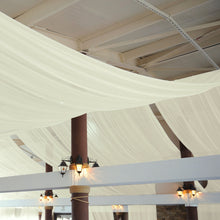 Premium Ivory Chiffon Ceiling Drapery, Long Curtain Backdrop Panel With Rod Pocket 5ftx32ft