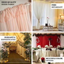 Blush/Rose Gold Fire Retardant Sheer Organza Premium Drape Curtain Panel Backdrops With Rod Pockets
