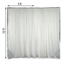 sheer white curtain with measurements on a white background