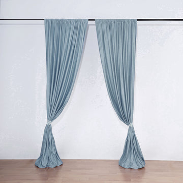 Effortless Style and Convenience with Dusty Blue Scuba Polyester Curtain Panel