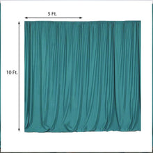 A turquoise Scuba Polyester solid backdrop curtain with measurements of 5 ft by 10 ft, perfect for room divider