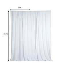 A solid Scuba Polyester white panel curtain measuring 5 ft by 10 ft, perfect for room dividers and backdrops.