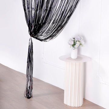 Create Unforgettable Moments with Matte Charcoal Gray Metallic Tinsel Foil Fringe Doorway Curtain