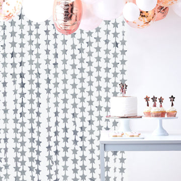 Add a Magical Touch to Your Events with the Silver Star Chain Foil Fringe Curtain