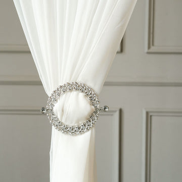 Add Elegance to Your Curtains with Silver Barrette Style Acrylic Crystal Curtain Tie Backs