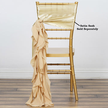 Elevate Your Event Decor with Champagne Chiffon Curly Chair Sash