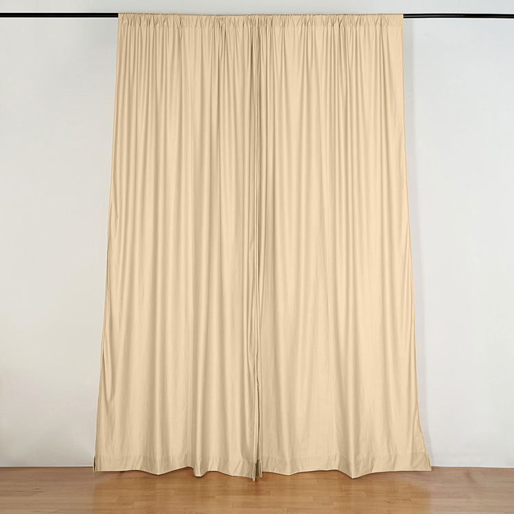 Champagne Scuba Polyester Backdrop Drape Curtains, Inherently Flame Resistant Event Divider Panels