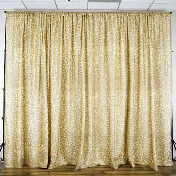Champagne Metallic Shimmer Tinsel Divider Backdrop Curtain, Event Background Drapery Panel - 20ftx10ft
