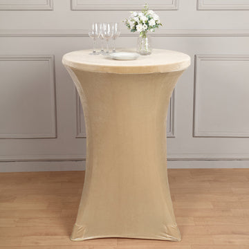 Champagne Velvet Spandex Tablecloth for a Sleek and Stylish Look
