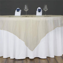 60 Inch Champagne Square Sheer Organza Table Overlay#whtbkgd