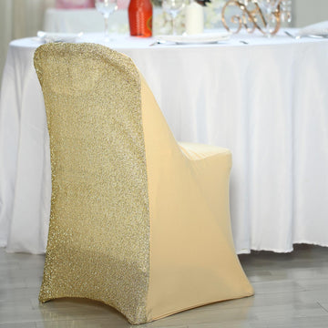 Upgrade Your Event with the Champagne Spandex Stretch Folding Chair Cover