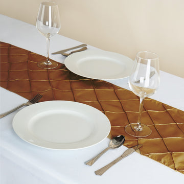 Champagne Taffeta Pintuck Table Runner - The Perfect Addition to Your Event