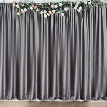 Charcoal Gray Premium Smooth Velvet Divider Backdrop Curtain Panel, Privacy Photo Booth Event Drapes with Rod Pocket - 8ftx8ft
