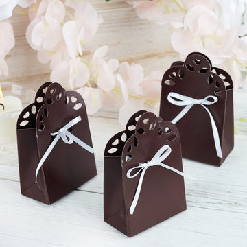 100 Pack Chocolate Brown Sacchetto Gift Box Wedding Candy Favor Bag