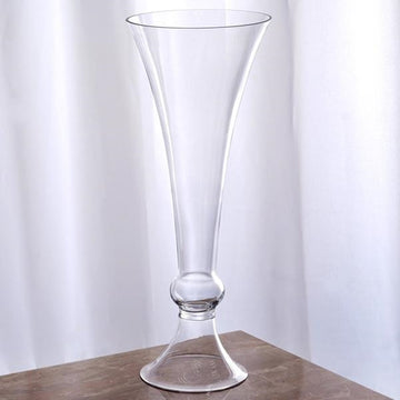 4 Pack Clear Crystal Ball Trumpet Glass Vases 18"