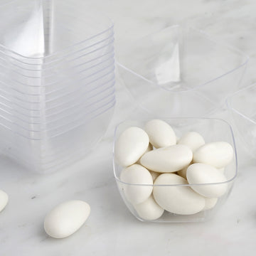 Clear Mini Square Plastic Candy Bowls for Elegant Event Décor
