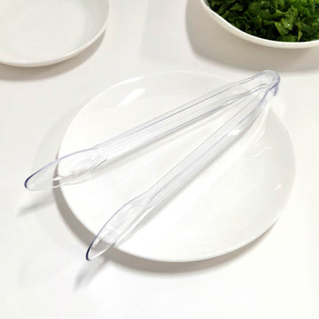 3 Pack Clear Plastic Serving Tongs, Catering Disposable Food Service Tongs 12"