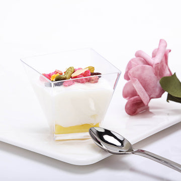 Elegant and Versatile Clear Square Twist Plastic Dessert Cups