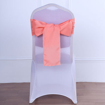 5 Pack Coral Polyester Chair Sashes 6"x108"