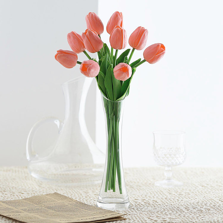 13 Inch Coral Tulip Bouquet in Real Touch Foam 10 Stems