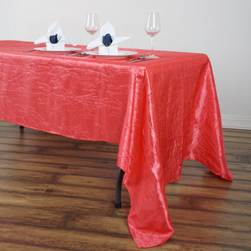 Enhance Your Event Decor with the Coral Seamless Crinkle Crushed Taffeta Rectangular Tablecloth