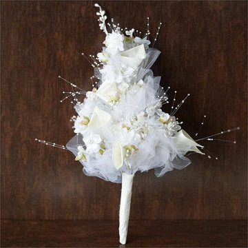 Cream Artificial Lily and Tulip Wedding/Bridal Bouquet Flowers 20"