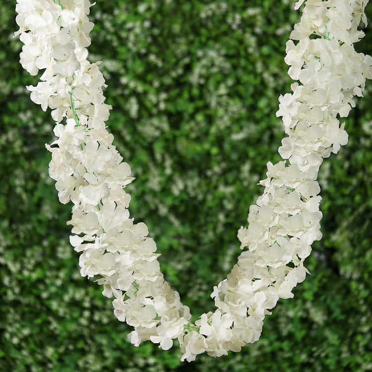 7 Feet Hanging Cream Hydrangea Silk Flower Garland Vine  
