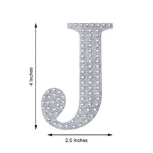 4Inch Silver Decorative Rhinestone Alphabet Letter Stickers DIY Crafts - J