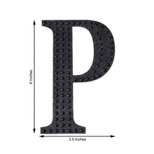 Decorative 6 Inch Black Rhinestone Alphabet Letter P Stickers 