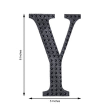 Decorative 8 Inch Black Rhinestone Alphabet Letter Y Stickers 