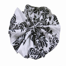 5 Pack | Black/White Damask Flocking Cloth Dinner Napkins, Reusable Linen | 20x20Inch