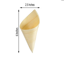 6 Inch Natural Eco Friendly Disposable Pine Wood Food Cones 50 Pack 100% Biodegradable Cones