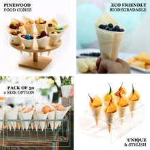 50 Pack Natural Eco Friendly Disposable Pine Wood Food Cones 6 Inch 100% Biodegradable Cones