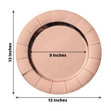 1100 GSM Disposable 13 Inch Cardboard Serving Plates Rose Gold with Leathery Texture 10 Pack