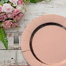 Round Rose Gold Disposable 13 Inch Cardboard Serving 1100 GSM Plates with Leathery Texture 10 Pack