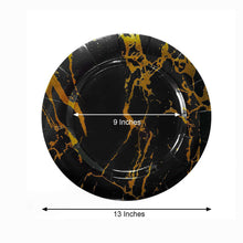 13 Inch Round Black And Gold Charger Plates with Leathery Texture