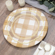 Checkered Gold Round Plates 13 Inch Size Gold & White Buffalo Paper