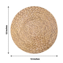 6 Pack Natural Woven Rattan Print Cardstock Paper Placemats, 13inch Round Disposable Dining Table
